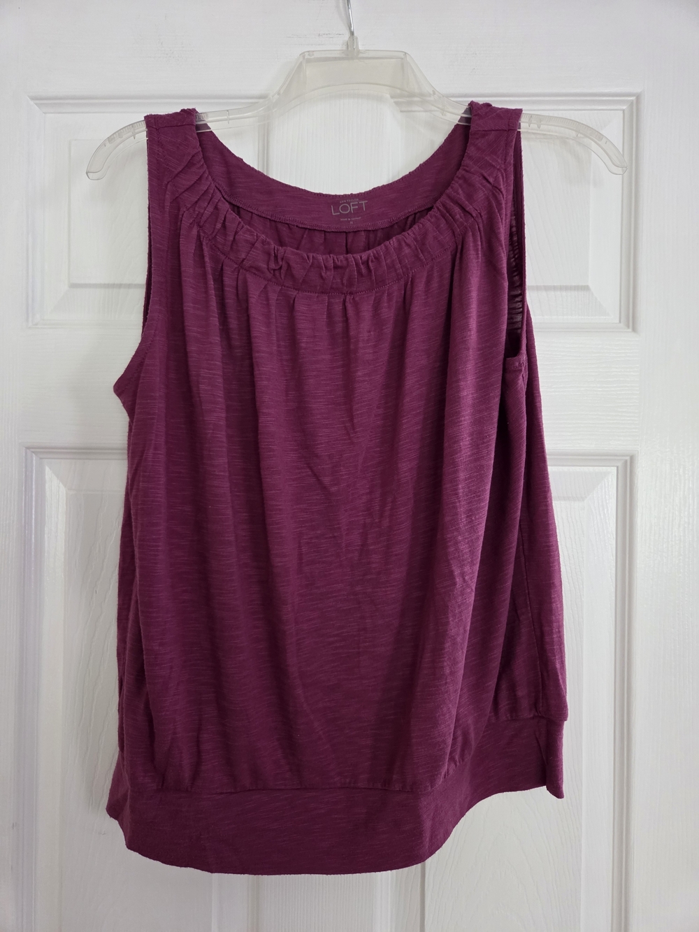 LOFT Women's Sleeveless Ruched Neck Tank Top - Deep Berry Med
